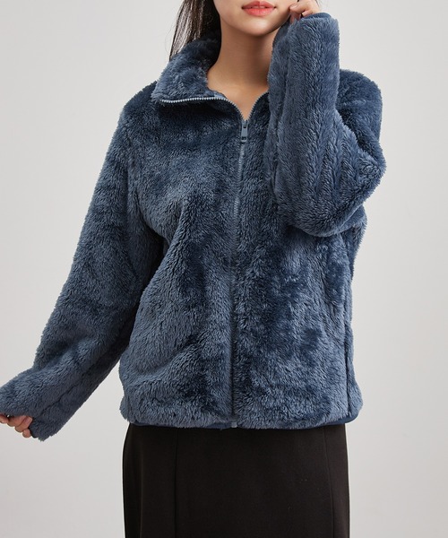 DAYRA(デイラ)の「スタンドカラー フルジップ ボア フリース ジャケット(その他アウター・レディース・ブルー/ネイビー/ベージュ/ブラック/アイボリー/ライトグレー/グリーン/ダークグレー/グレー・FREE/S)」の9枚目の写真