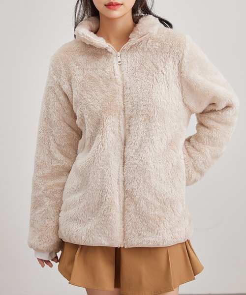 DAYRA(デイラ)の「スタンドカラー フルジップ ボア フリース ジャケット(その他アウター・レディース・ブルー/ネイビー/ベージュ/ブラック/アイボリー/ライトグレー/グリーン/ダークグレー/グレー・FREE/S)」の10枚目の写真
