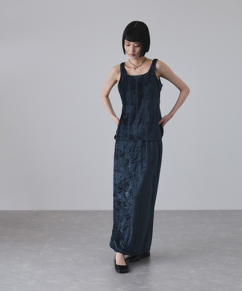 MILLER（ミラー）の「【Miller for ADAM ET ROPE'】別注 スクエアタンク（カップ付き）（タンクトップ・レディース・ネイビー/グリーン・FREE）」の4枚目の写真