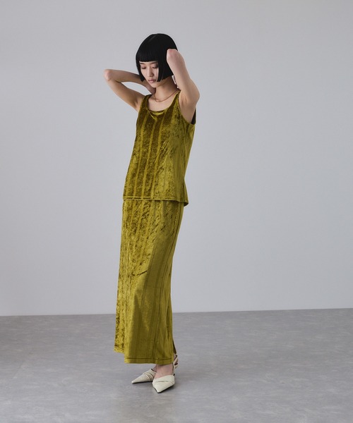 MILLER（ミラー）の「【Miller for ADAM ET ROPE'】別注 スクエアタンク（カップ付き）（タンクトップ・レディース・ネイビー/グリーン・FREE）」の7枚目の写真