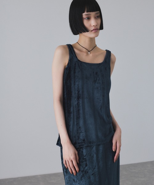 MILLER（ミラー）の「【Miller for ADAM ET ROPE'】別注 スクエアタンク（カップ付き）（タンクトップ・レディース・ネイビー/グリーン・FREE）」の9枚目の写真