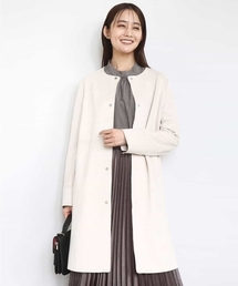 stellina ベージュ ノーカラーコート 6y 120 and it_】サイドスリットロングノーカラーコート 【メール便対応