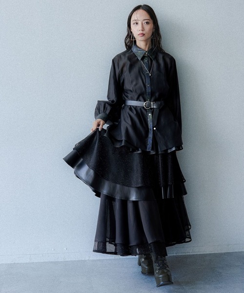 セール】ラメジャガードシアーシャツ(HARE)（シャツ/ブラウス