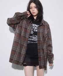 ENVYM | カットオフオーバーチェックシャツ(シャツ/ブラウス)