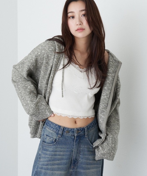 セール】ルーズニットフードジップブルゾン（ニット/セーター）｜RAY