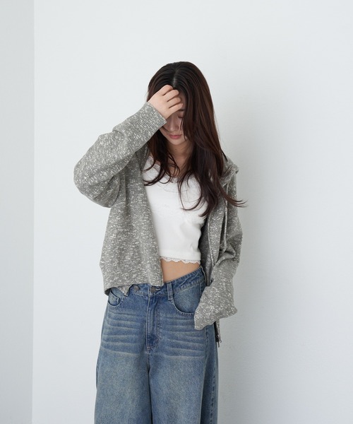 RAY CASSIN(レイカズン)の「ルーズニットフードジップブルゾン(ニット/セーター・レディース・グレイッシュベージュ/ブラック/グレー・FREE)」の22枚目の写真
