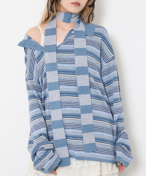 セール】HG KNIT ASYMMETRY TOPS ハイゲージ ニット アシンメトリー