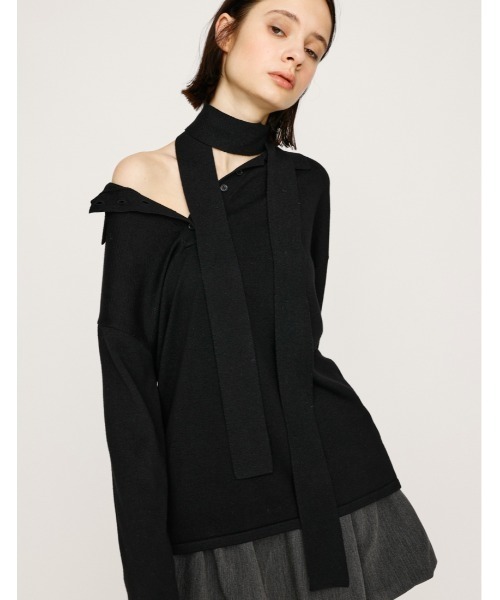 HG KNIT ASYMMETRY TOPS ハイゲージ ニット アシンメトリー トップス