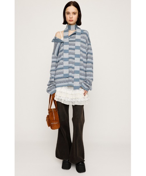 HG KNIT ASYMMETRY TOPS ハイゲージ ニット アシンメトリー トップス