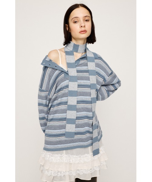 HG KNIT ASYMMETRY TOPS ハイゲージ ニット アシンメトリー トップス