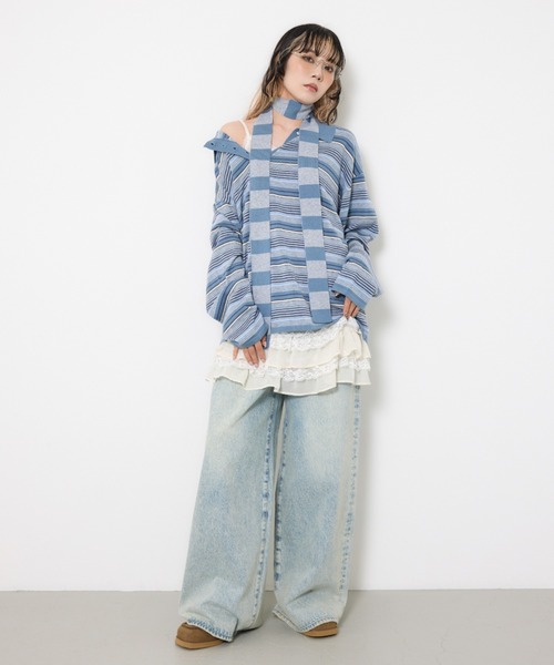 HG KNIT ASYMMETRY TOPS ハイゲージ ニット アシンメトリー トップス