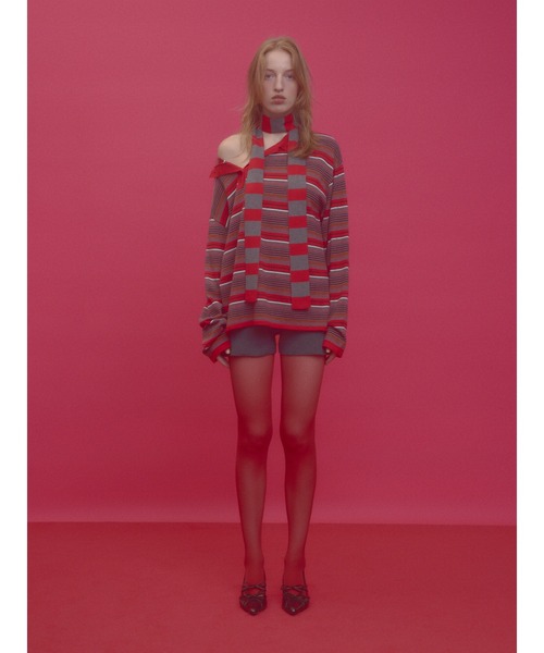 HG KNIT ASYMMETRY TOPS ハイゲージ ニット アシンメトリー トップス