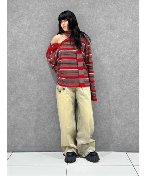 HG KNIT ASYMMETRY TOPS ハイゲージ ニット アシンメトリー トップス