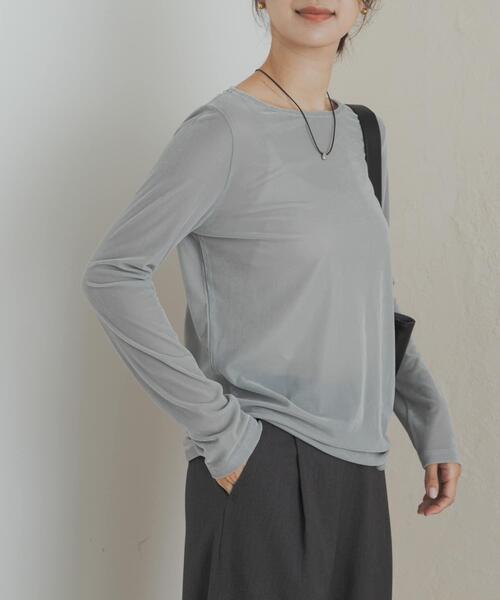 URBAN RESEARCH DOORS（アーバンリサーチドアーズ）の「シアーベロアプルオーバー（Tシャツ/カットソー・レディース・ミント/ブラック/ブラウン・MEDIUM）」の4枚目の写真