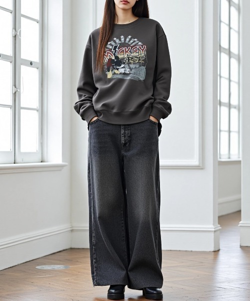 期間セール　ミッキーマウス セール】Disney/ディズニー ミッキーマウス オーバーサイズ 裏起毛