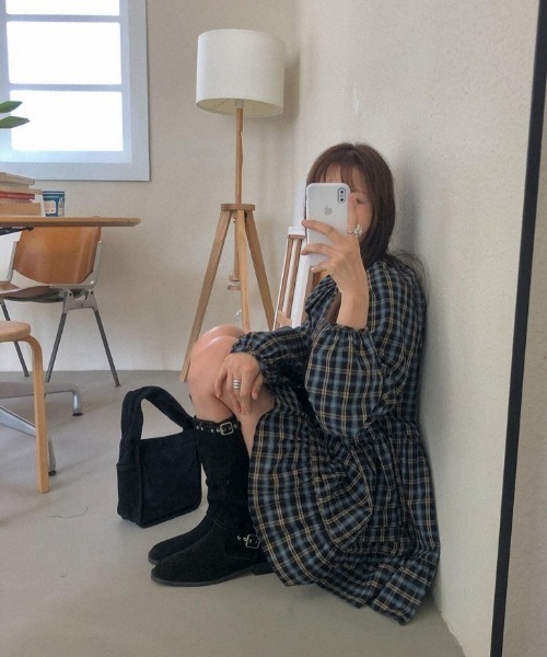 チェック柄ティアードミニワンピース（ワンピース）｜AMELY