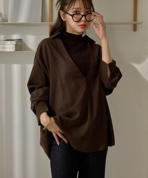 deep skipper neck shirt /ディープスキッパーネック長袖シャツ