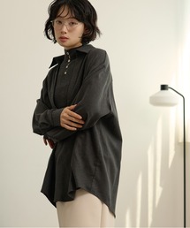 deep skipper neck shirt /ディープスキッパーネック長袖シャツ