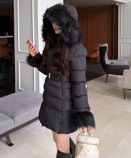 ROYAL PARTY（ロイヤルパーティー）の「【ZOZO限定】ベルト付パフィージャケットコート（その他アウター・レディース・ブラック/オフホワイト・FREE）」の11枚目の写真