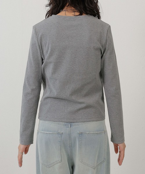 en CAnAF(エンカナフ)の「2枚セット チュールシャーリングデザイントップス リブトップス レイヤード(Tシャツ/カットソー・レディース・グレー/ホワイト/ブラック・M)」の11枚目の写真