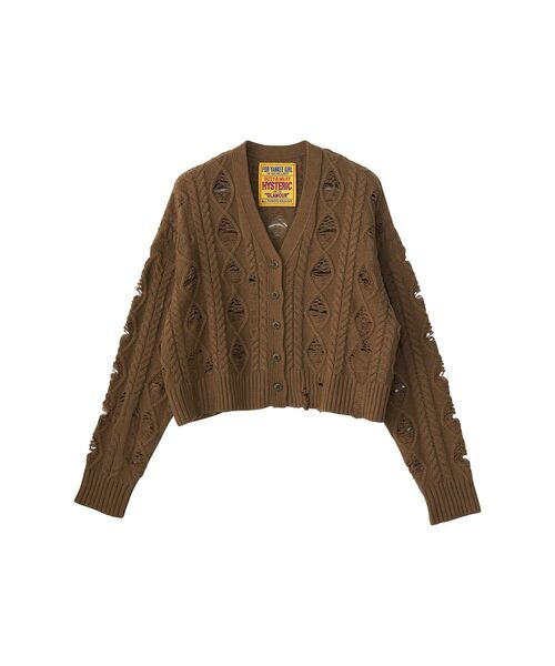 HYSTERIC GLAMOUR（ヒステリックグラマー）の「HYSTERIC HANDCUFF ショート丈クラッシュカーディガン（カーディガン/ボレロ・レディース・カーキ/ブラック/ホワイト・FREE）」の3枚目の写真