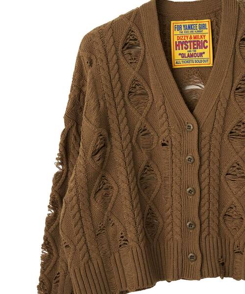 HYSTERIC GLAMOUR（ヒステリックグラマー）の「HYSTERIC HANDCUFF ショート丈クラッシュカーディガン（カーディガン/ボレロ・レディース・カーキ/ブラック/ホワイト・FREE）」の8枚目の写真
