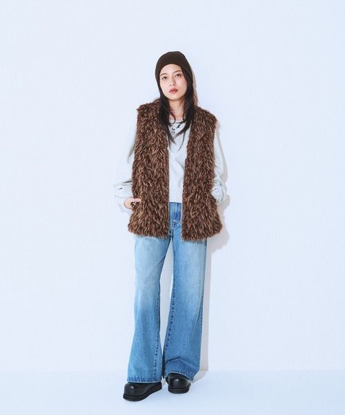 セール】MIXカラーファーベスト/593633（ベスト）｜JEANASIS