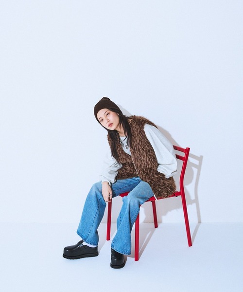 JEANASIS（ジーナシス）の「MIXカラーファーベスト/593633（ベスト