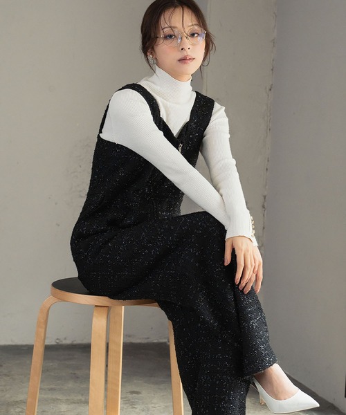 ELFRANK(エルフランク)の「ツイード ベアサロペット オールインワン(サロペット/オーバーオール・レディース・ブラック・L/M)」の12枚目の写真