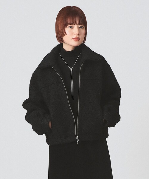 Ray BEAMS(レイビームス)の「ループ シャギー ジップ ブルゾン(ブルゾン・レディース・ライトグレー/ブラック・0/1)」の1枚目の写真