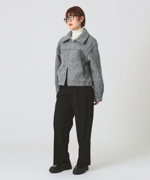 Ray BEAMS(レイビームス)の「ループ シャギー ジップ ブルゾン(ブルゾン・レディース・ライトグレー/ブラック・0/1)」の4枚目の写真