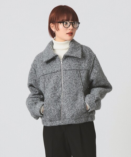 Ray BEAMS(レイビームス)の「ループ シャギー ジップ ブルゾン(ブルゾン・レディース・ライトグレー/ブラック・0/1)」の6枚目の写真