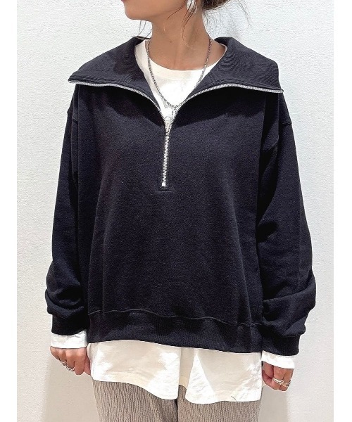 Right-on（ライトオン）の「HONEYSUCKLE ROSE(ハニーサックルローズ)【レディース】【すっきり見え】ハーフジップスウェットプルオーバー（小顔効果/体型カバー）（スウェット・レディース・キナリ/グレー/ブラック・M/S/L）」の12枚目の写真