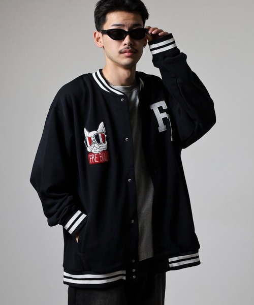 FUNALIVE（ファンアライブ）の「キングサイズ フレンチブル ワッペン裏毛スタジャン unisex（スタジャン・メンズ・ブラック系その他/ブラック・4L/5L/6L/3L）」の18枚目の写真