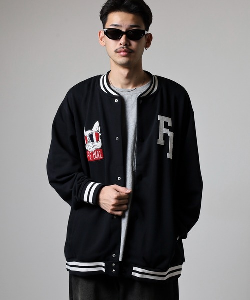FUNALIVE（ファンアライブ）の「キングサイズ フレンチブル ワッペン裏毛スタジャン unisex（スタジャン・メンズ・ブラック系その他/ブラック・4L/5L/6L/3L）」の19枚目の写真