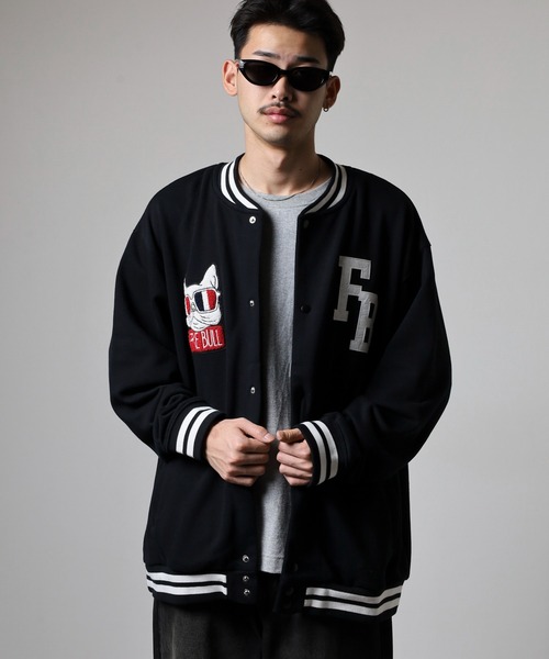 FUNALIVE（ファンアライブ）の「キングサイズ フレンチブル ワッペン裏毛スタジャン unisex（スタジャン・メンズ・ブラック系その他/ブラック・4L/5L/6L/3L）」の20枚目の写真