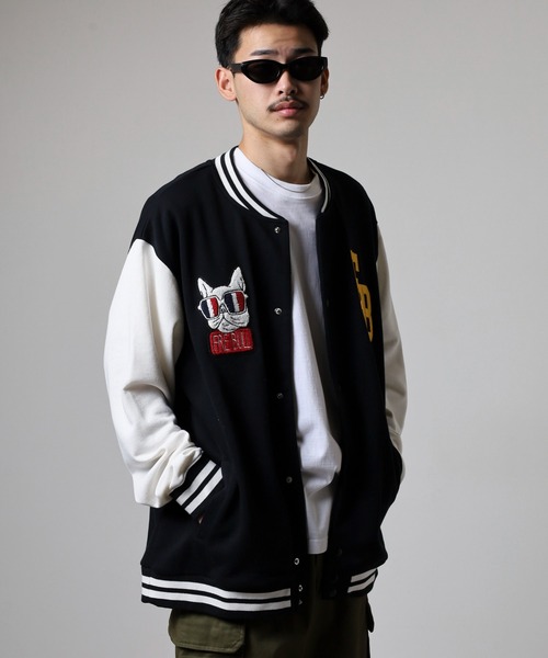 スタジャン　ユニセックス　Lサイズ セール】キングサイズ フレンチブル ワッペン裏毛スタジャン unisex