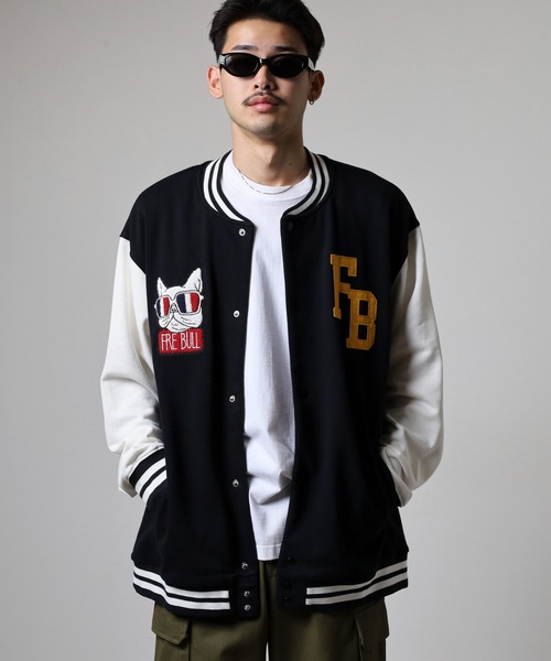 セール】キングサイズ フレンチブル ワッペン裏毛スタジャン unisex