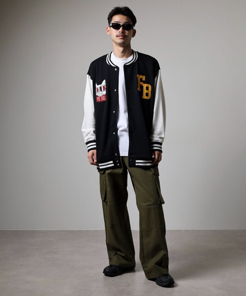 FUNALIVE（ファンアライブ）の「キングサイズ フレンチブル ワッペン裏毛スタジャン unisex（スタジャン・メンズ・ブラック系その他/ブラック・4L/5L/6L/3L）」の17枚目の写真