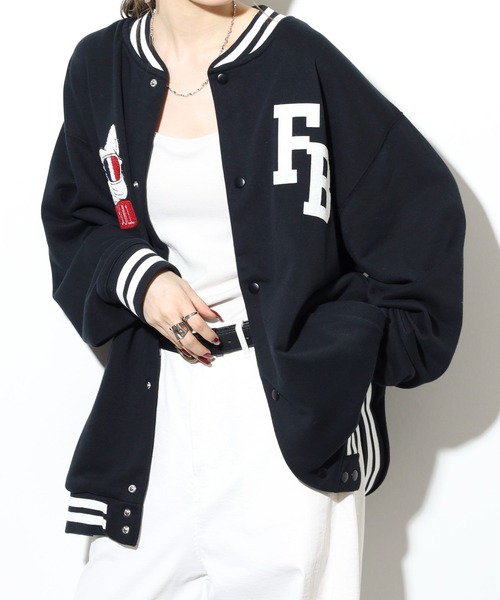 FUNALIVE（ファンアライブ）の「キングサイズ フレンチブル ワッペン裏毛スタジャン unisex（スタジャン・メンズ・ブラック系その他/ブラック・4L/5L/6L/3L）」の8枚目の写真