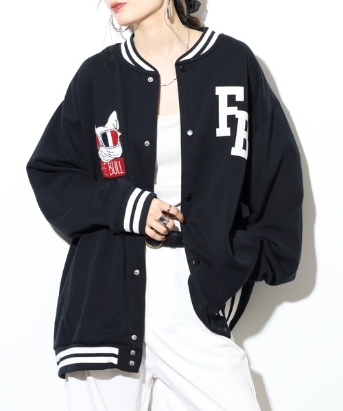 FUNALIVE（ファンアライブ）の「キングサイズ フレンチブル ワッペン裏毛スタジャン unisex（スタジャン・メンズ・ブラック系その他/ブラック・4L/5L/6L/3L）」の9枚目の写真