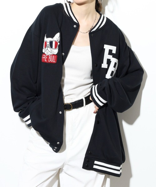 FUNALIVE（ファンアライブ）の「キングサイズ フレンチブル ワッペン裏毛スタジャン unisex（スタジャン・メンズ・ブラック系その他/ブラック・4L/5L/6L/3L）」の10枚目の写真