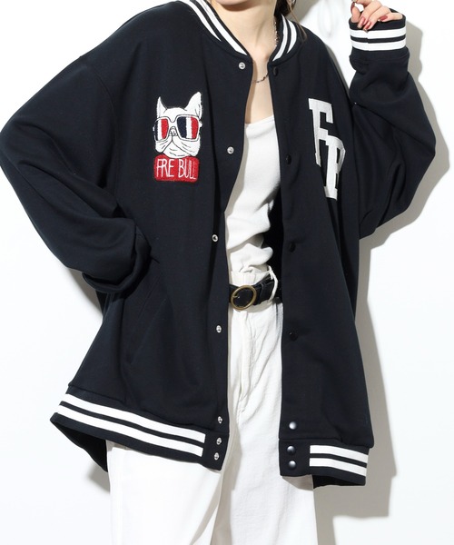 FUNALIVE（ファンアライブ）の「キングサイズ フレンチブル ワッペン裏毛スタジャン unisex（スタジャン・メンズ・ブラック系その他/ブラック・4L/5L/6L/3L）」の11枚目の写真