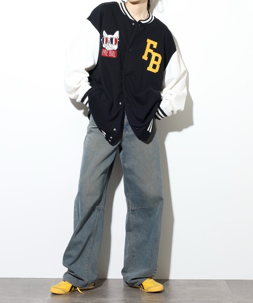 FUNALIVE（ファンアライブ）の「キングサイズ フレンチブル ワッペン裏毛スタジャン unisex（スタジャン・メンズ・ブラック系その他/ブラック・4L/5L/6L/3L）」の7枚目の写真