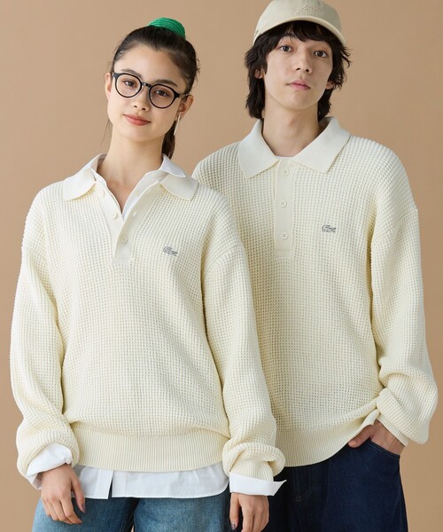 LACOSTE(ラコステ)の「ワッフルニットポロセーター(ニット/セーター・メンズ・ネイビー/キャメル/オフホワイト/グレー・4/5/2/3)」の20枚目の写真