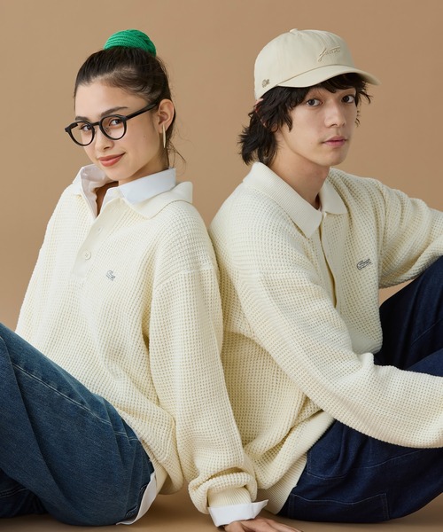 ハ*迎様 JOURNAL STANDARD LACOSTE ワッフル ロンT 0 ヘザーカラーリングワッフルニット ／ メランジニット | LACOSTE