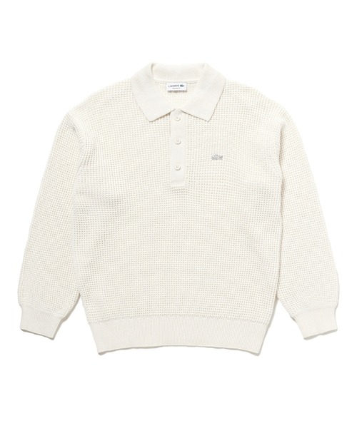 LACOSTE(ラコステ)の「ワッフルニットポロセーター(ニット/セーター・メンズ・ネイビー/キャメル/オフホワイト/グレー・4/5/2/3)」の7枚目の写真