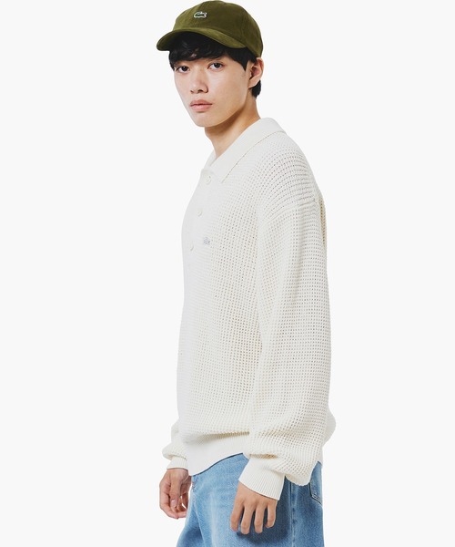 LACOSTE(ラコステ)の「ワッフルニットポロセーター(ニット/セーター・メンズ・ネイビー/キャメル/オフホワイト/グレー・4/5/2/3)」の8枚目の写真