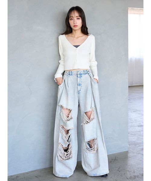 SNIDEL（スナイデル）の「フレアスリーブショートカーディガン（カーディガン/ボレロ・レディース・ネイビー/グレー/アイボリー・F）」の19枚目の写真