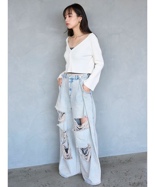 SNIDEL（スナイデル）の「フレアスリーブショートカーディガン（カーディガン/ボレロ・レディース・ネイビー/グレー/アイボリー・F）」の20枚目の写真